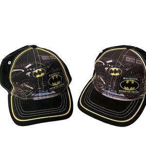 MONSTER TRUCK x BATMAN Youth Baseball Adjustable Hat Cap (Set of 2) Black Yellow